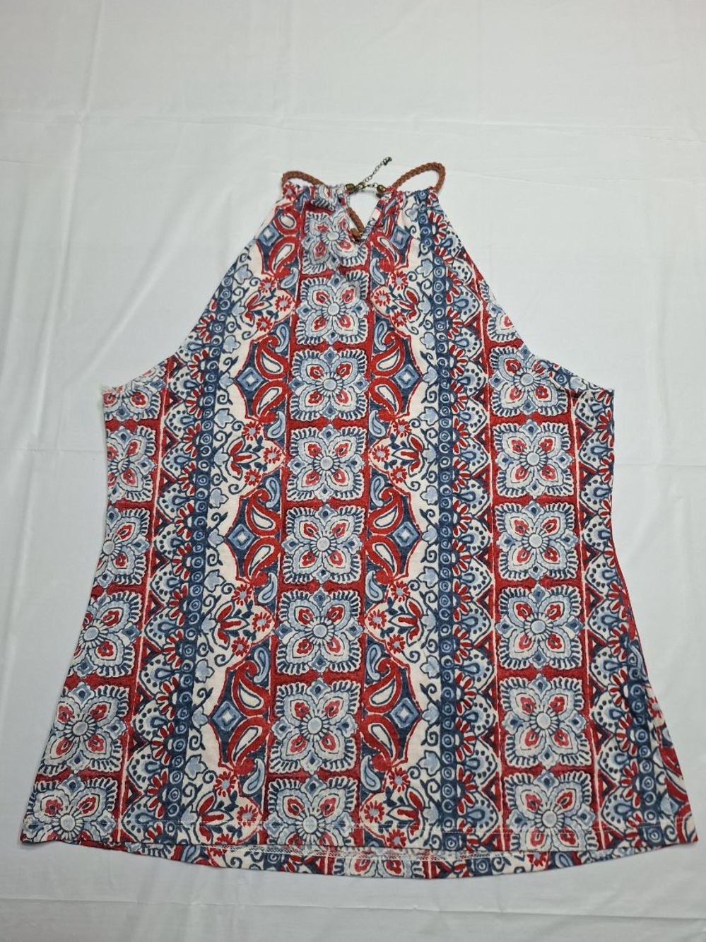 Chaps Red, Blue & White Halter Tank Top